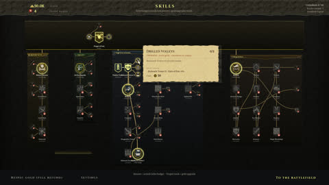 The skill tree between battles